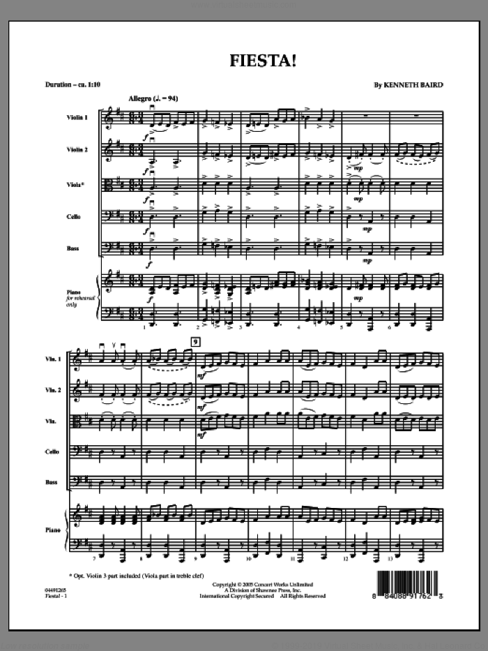 Fiesta (COMPLETE) sheet music for orchestra by Kenneth Baird, intermediate skill level