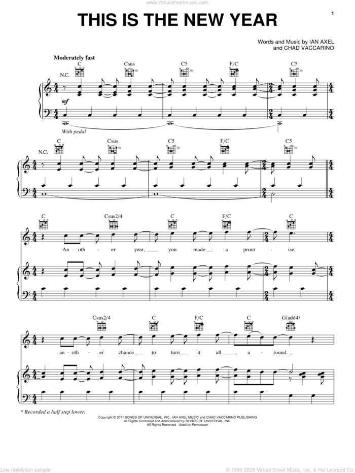 This Is The New Year sheet music for voice, piano or guitar by A Great Big World, intermediate skill level