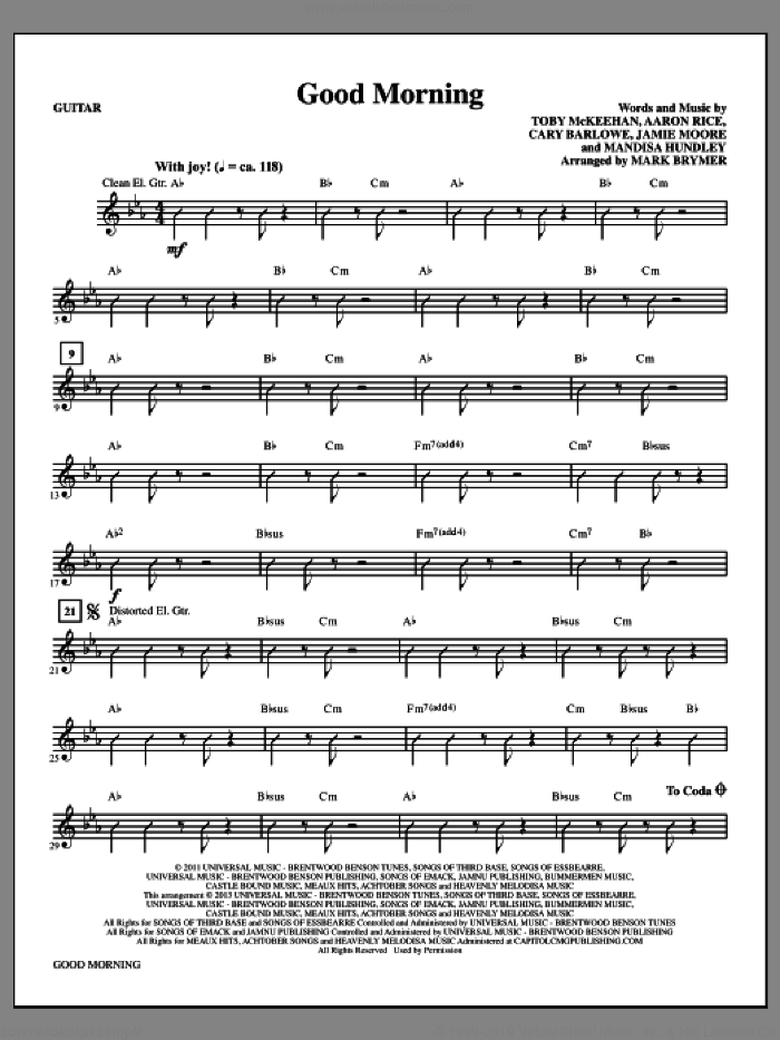 Good Morning (complete set of parts) sheet music for orchestra/band by Mark Brymer and Mandisa, intermediate skill level