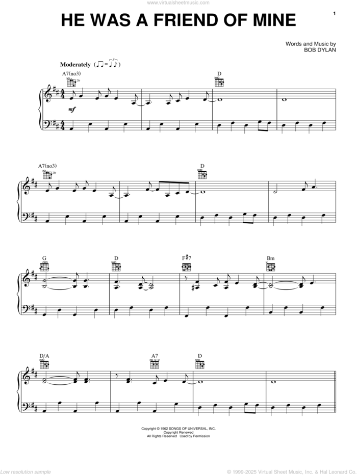 He Was A Friend Of Mine sheet music for voice, piano or guitar by Willie Nelson, Brokeback Mountain (Movie) and Bob Dylan, intermediate skill level