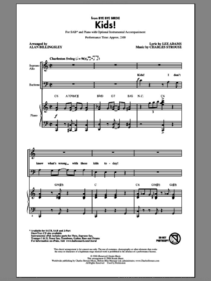 Kids! sheet music for choir (SAB: soprano, alto, bass) by Gary Lanier, intermediate skill level