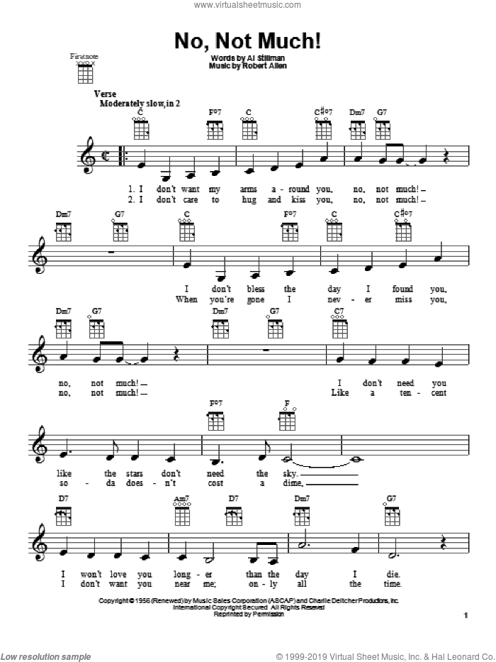 No, Not Much! sheet music for ukulele by The Four Lads, intermediate skill level