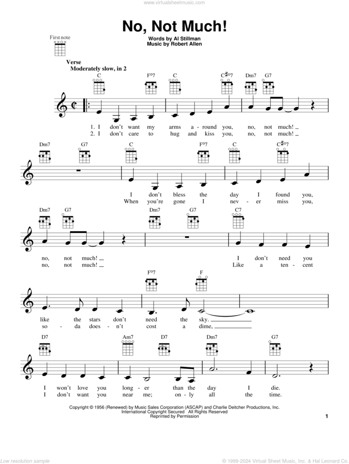 No, Not Much! sheet music for ukulele by The Four Lads, intermediate skill level