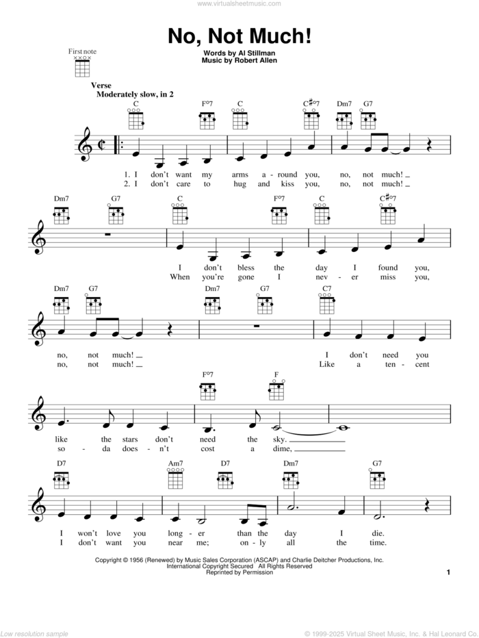 No, Not Much! sheet music for ukulele by The Four Lads, intermediate skill level