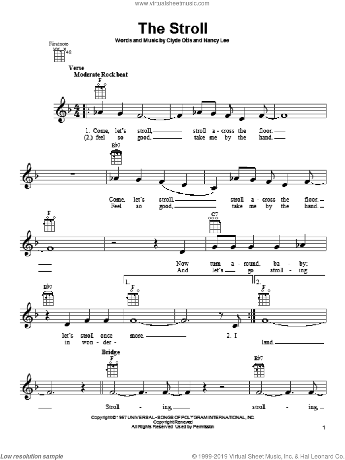 The Stroll sheet music for ukulele by The Diamonds, intermediate skill level