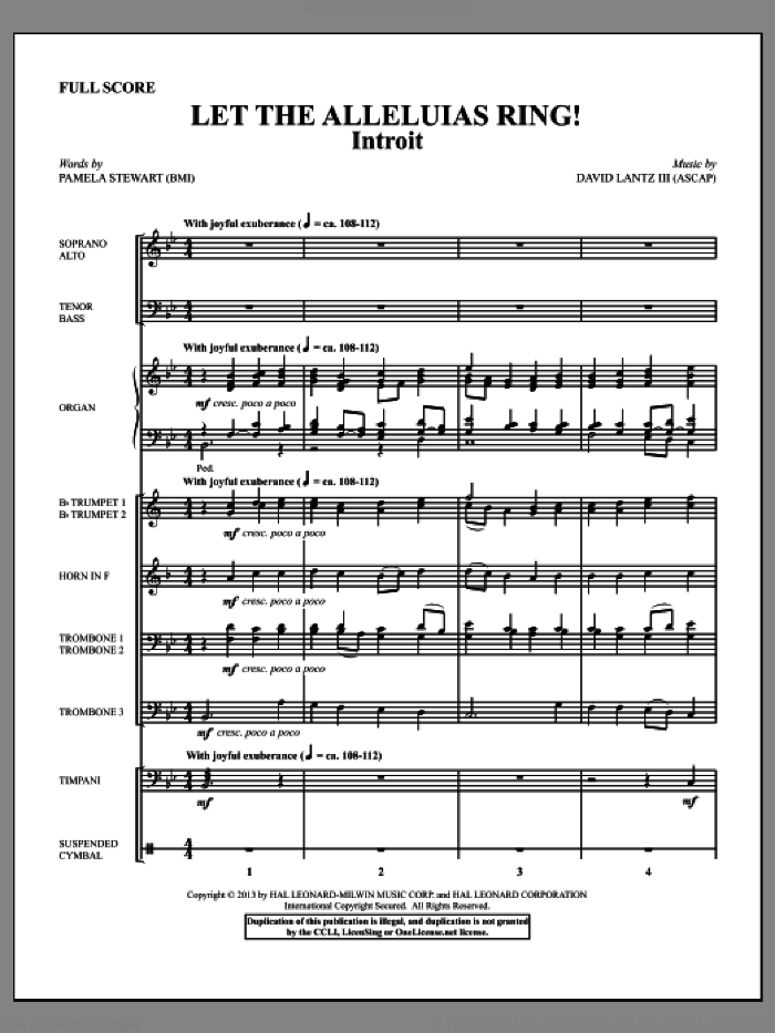 Let The Alleluias Ring! (Introit And Benediction) (COMPLETE) sheet music for orchestra/band by Pamela Stewart and David Lanz, intermediate skill level