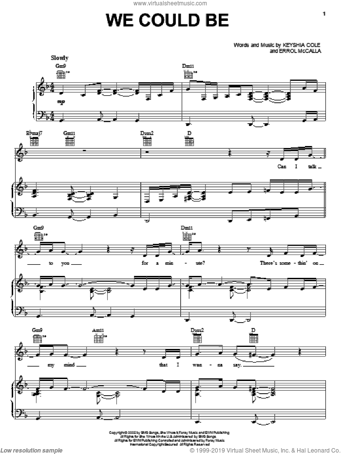 We Could Be sheet music for voice, piano or guitar by Keyshia Cole and Errol McCalla, intermediate skill level