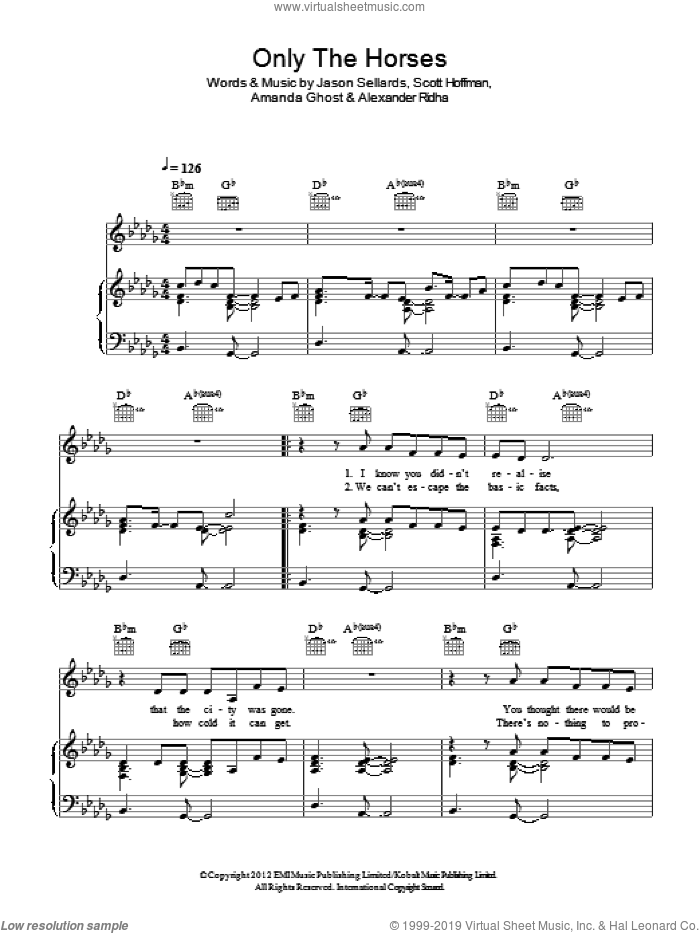 Only The Horses sheet music for voice, piano or guitar by Scissor Sisters, Alexander Ridha, Amanda Ghost, Jason Sellards and Scott Hoffman, intermediate skill level