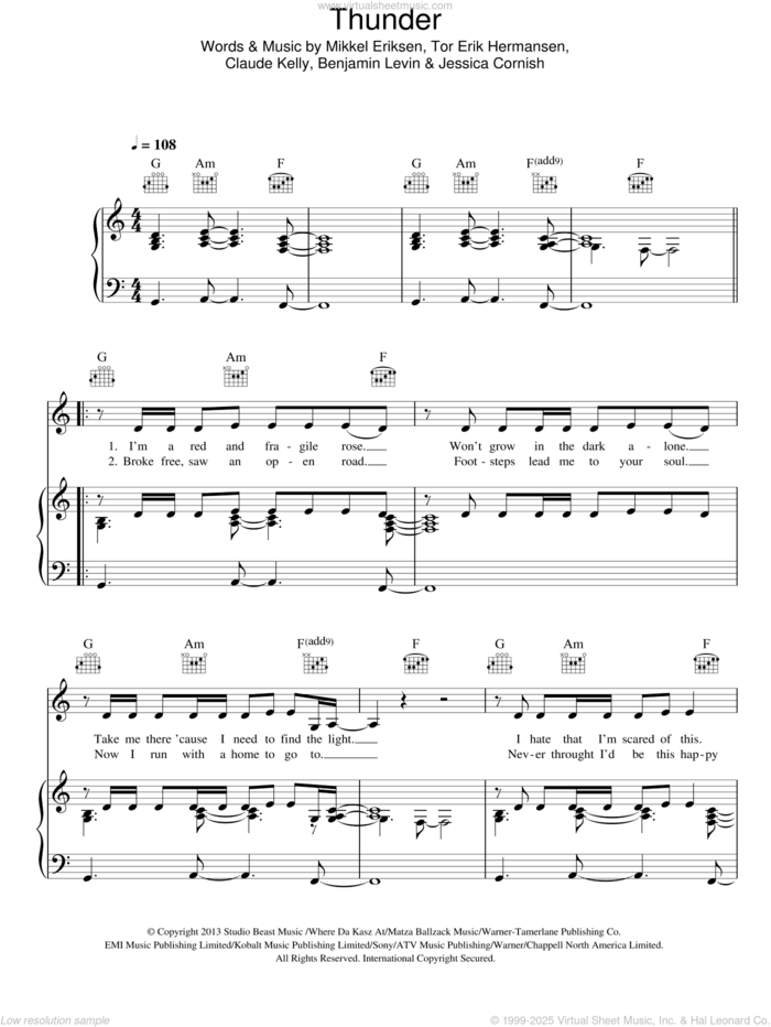 J Thunder Sheet Music For Voice Piano Or Guitar Pdf