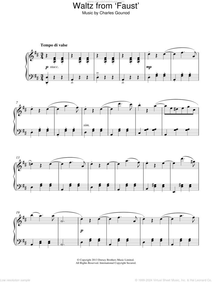 Waltz From Faust sheet music for piano solo by Charles Gounod, classical score, intermediate skill level