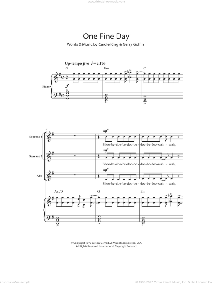 One Fine Day sheet music for choir by Carole King and Gerry Goffin, intermediate skill level