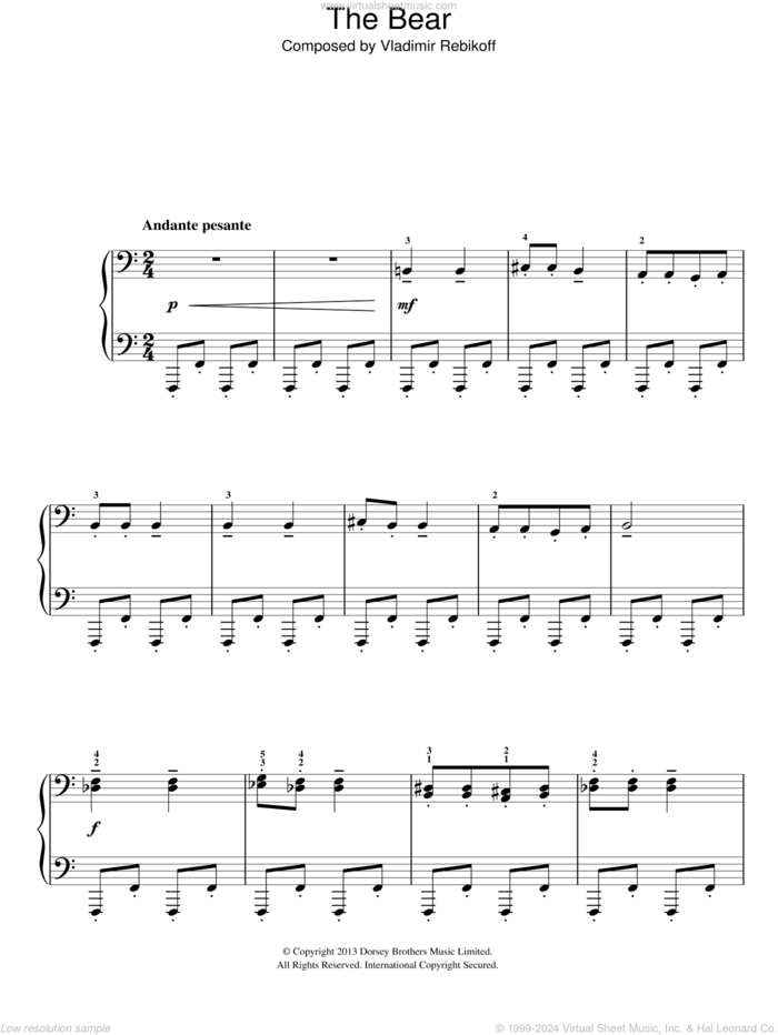 The Bear sheet music for piano solo by Vladimir Rebikoff, classical score, easy skill level