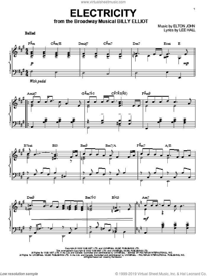 Electricity [Jazz version] (arr. Brent Edstrom) sheet music for piano solo by Elton John, intermediate skill level
