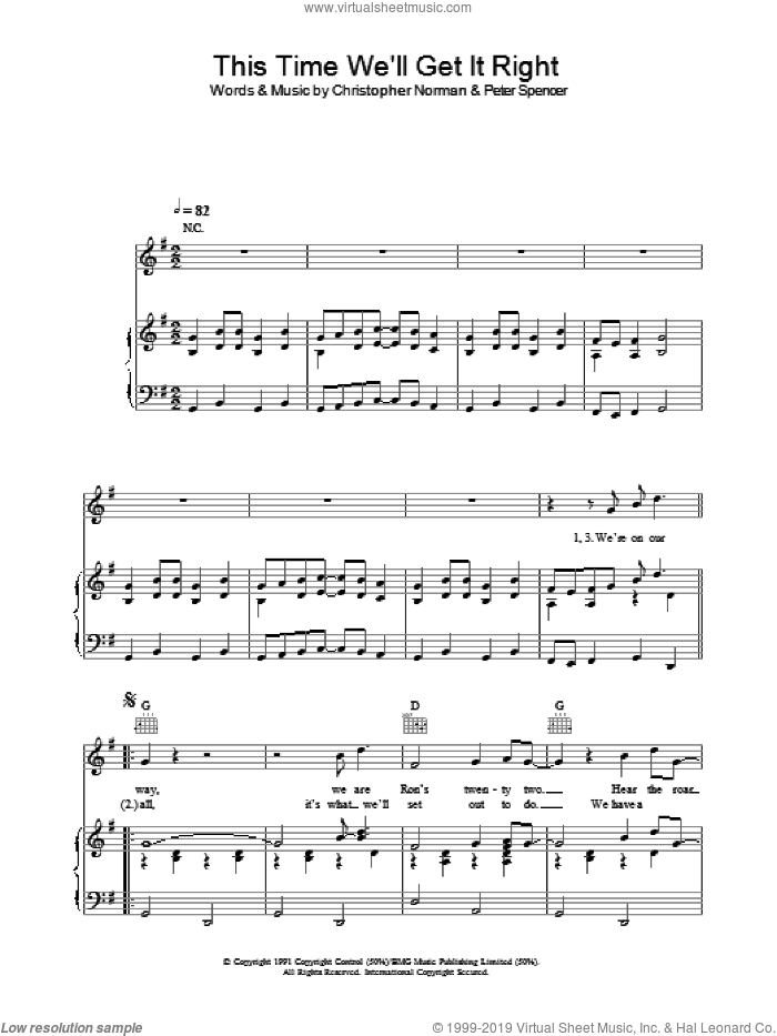 This Time (We'll Get It Right) sheet music for voice, piano or guitar by England World Cup Squad, Christopher Norman and Peter Spencer, intermediate skill level