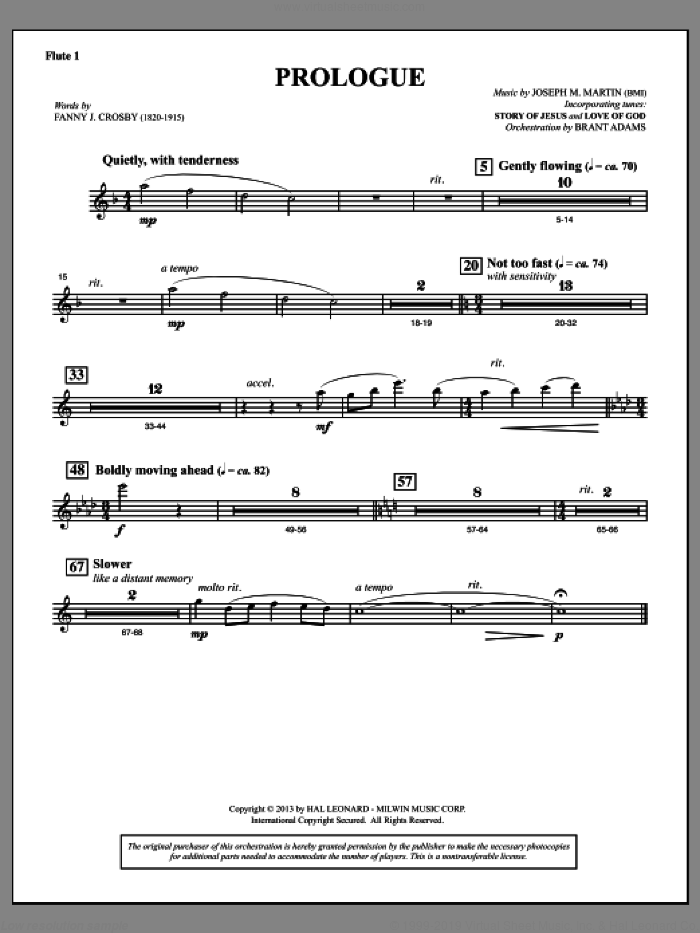 Testimony of Life sheet music for orchestra/band (flute 1) by Joseph M. Martin, intermediate skill level