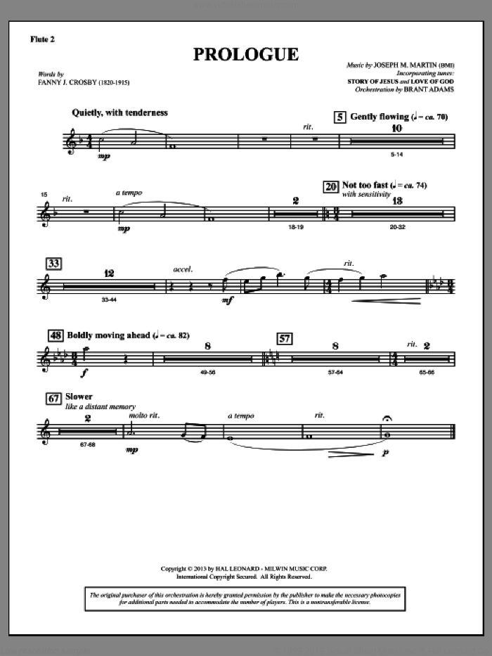 Testimony of Life sheet music for orchestra/band (flute 2) by Joseph M. Martin, intermediate skill level