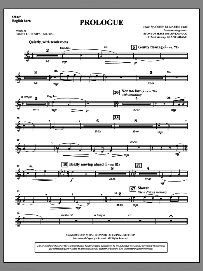 Testimony of Life sheet music for orchestra/band (oboe/english horn) by Joseph M. Martin, intermediate skill level