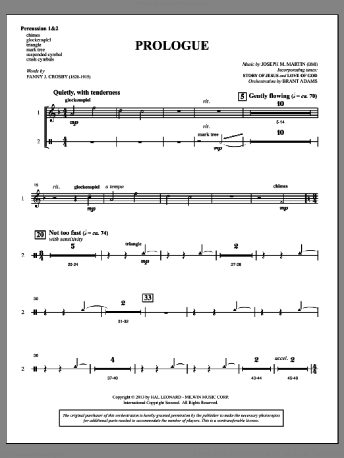 Testimony of Life sheet music for orchestra/band (percussion 1,2,3) by Joseph M. Martin, intermediate skill level