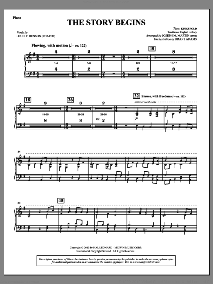 Testimony of Life sheet music for orchestra/band (piano) by Joseph M. Martin, intermediate skill level