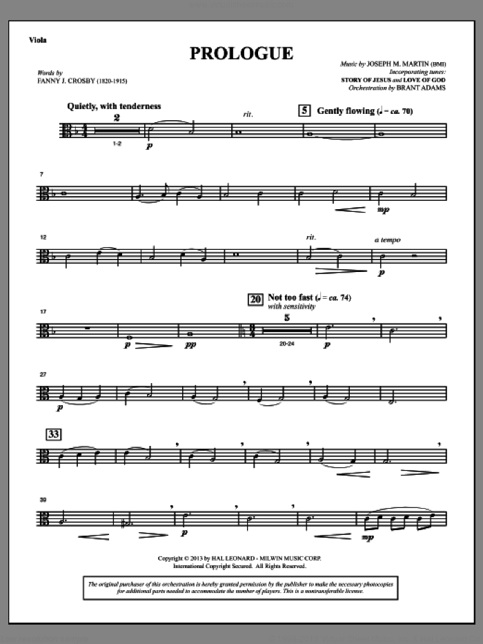 Testimony of Life sheet music for orchestra/band (viola) by Joseph M. Martin, intermediate skill level