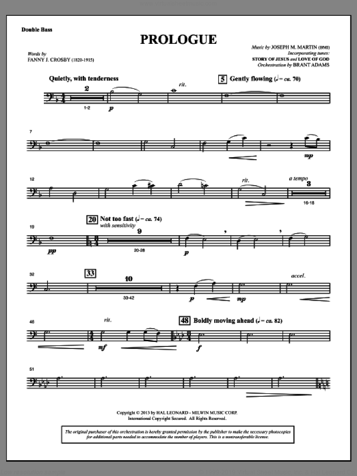 Testimony of Life sheet music for orchestra/band (double bass) by Joseph M. Martin, intermediate skill level