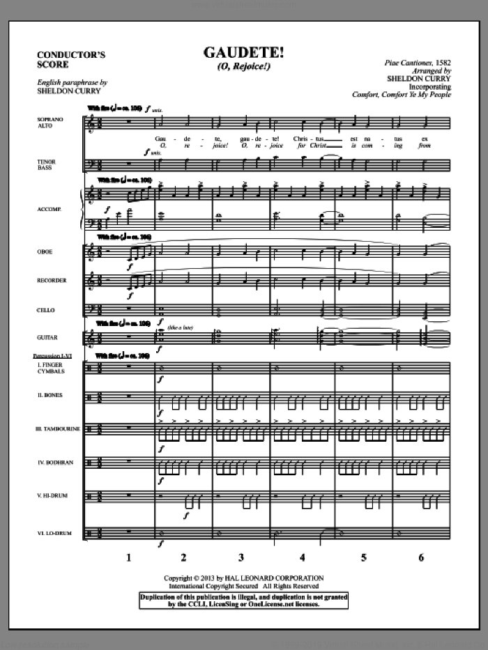 Gaudete! (O, Rejoice!) (COMPLETE) sheet music for orchestra/band by Sheldon Curry, intermediate skill level