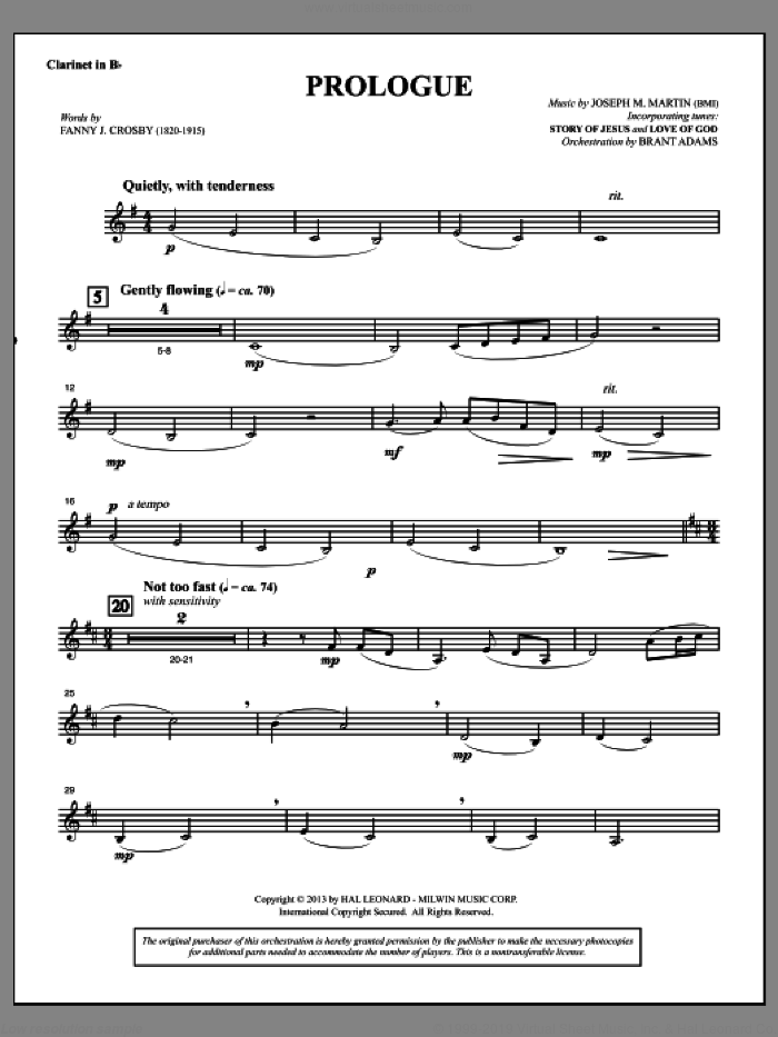 Testimony of Life sheet music for orchestra/band (clarinet) by Joseph M. Martin, intermediate skill level