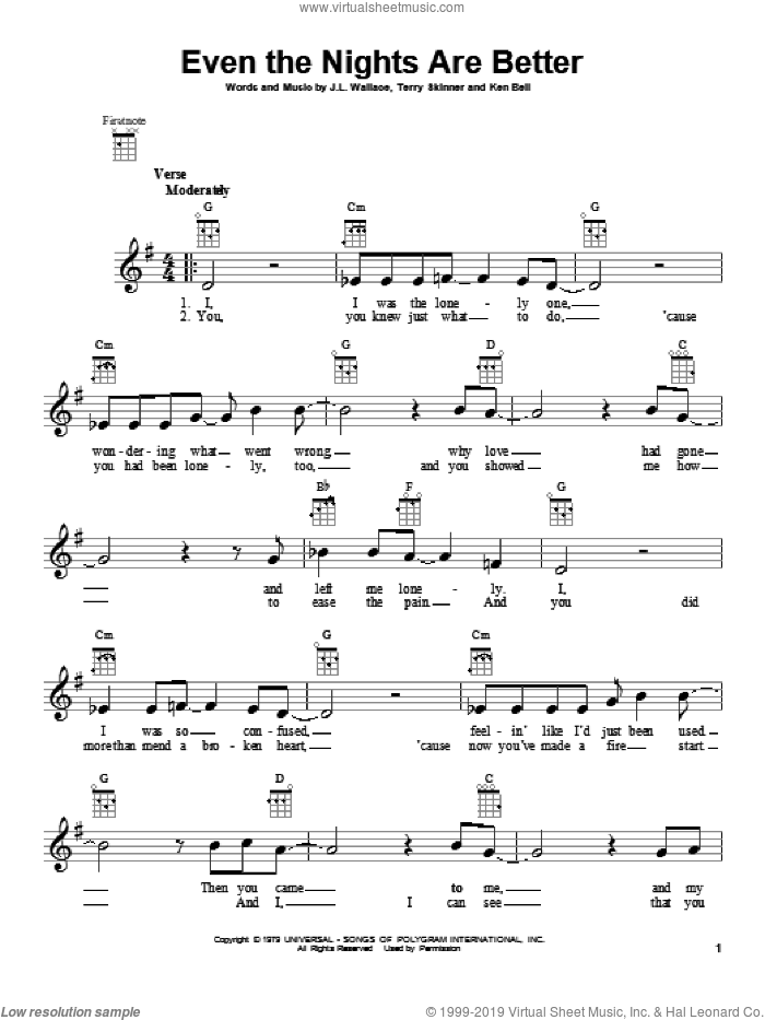 Even The Nights Are Better sheet music for ukulele by Air Supply, intermediate skill level