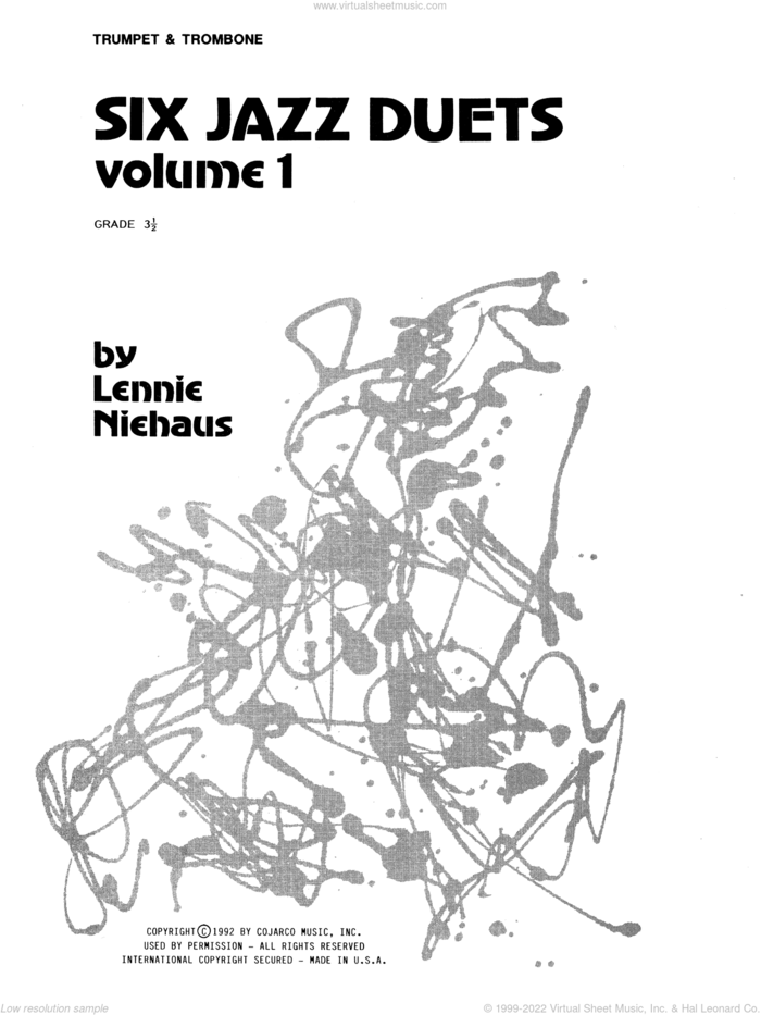 Six Jazz Duets, Volume 1 sheet music for trumpet and trombone by Lennie Niehaus, intermediate duet