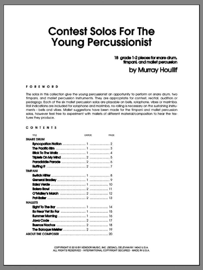 Contest Solos For The Young Percussionist sheet music for percussions by Houllif, classical score, intermediate skill level