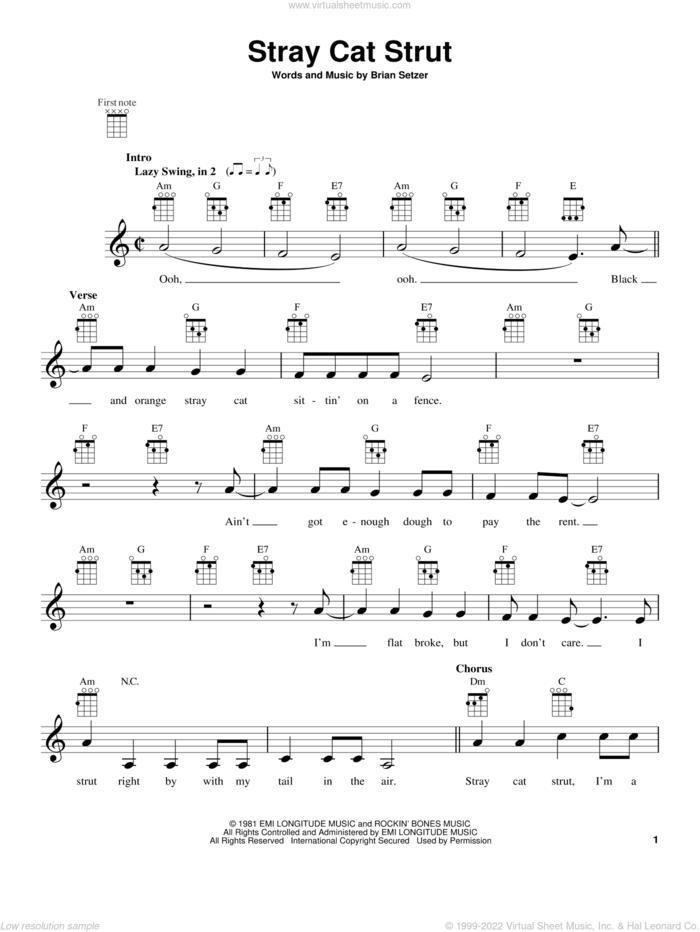 Cats Stray Cat Strut Sheet Music For Ukulele Pdf