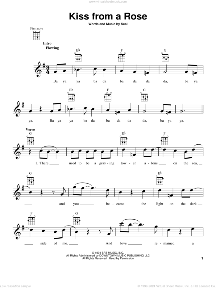 Kiss From A Rose sheet music for ukulele by Manuel Seal, intermediate skill level