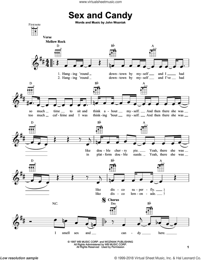 Sex And Candy sheet music for ukulele by Marcy Playground, intermediate skill level