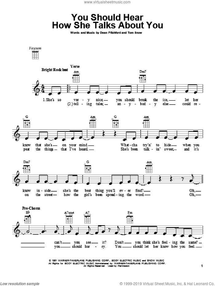 You Should Hear How She Talks About You sheet music for ukulele by Melissa Manchester, intermediate skill level