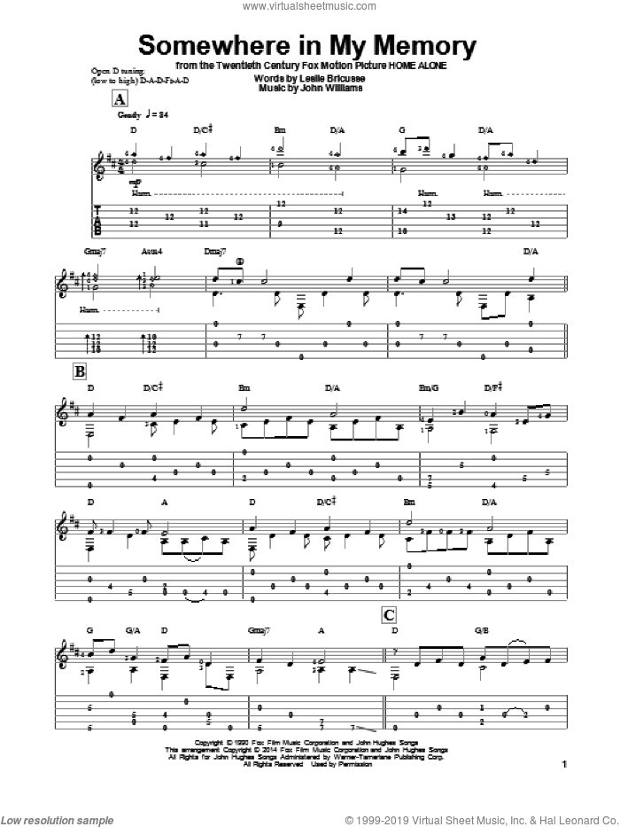Somewhere In My Memory (arr. Ben Woolman) sheet music for guitar solo by John Williams and Ben Woolman, classical score, intermediate skill level