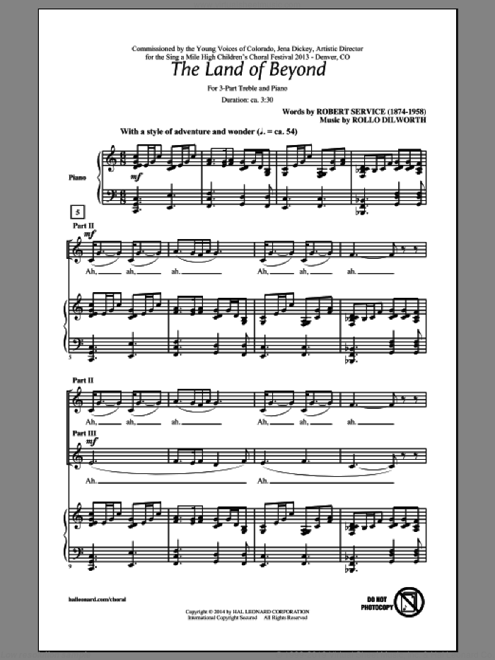 The Land Of Beyond sheet music for choir (3-Part Treble) by Rollo Dilworth, intermediate skill level