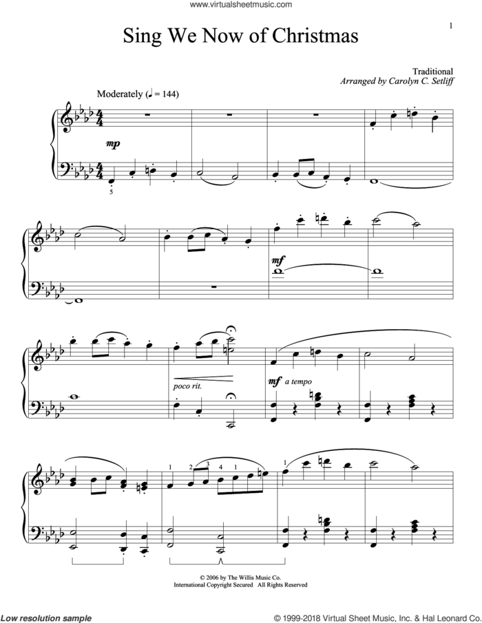 Sing We Now Of Christmas sheet music for piano solo (elementary), beginner piano (elementary)
