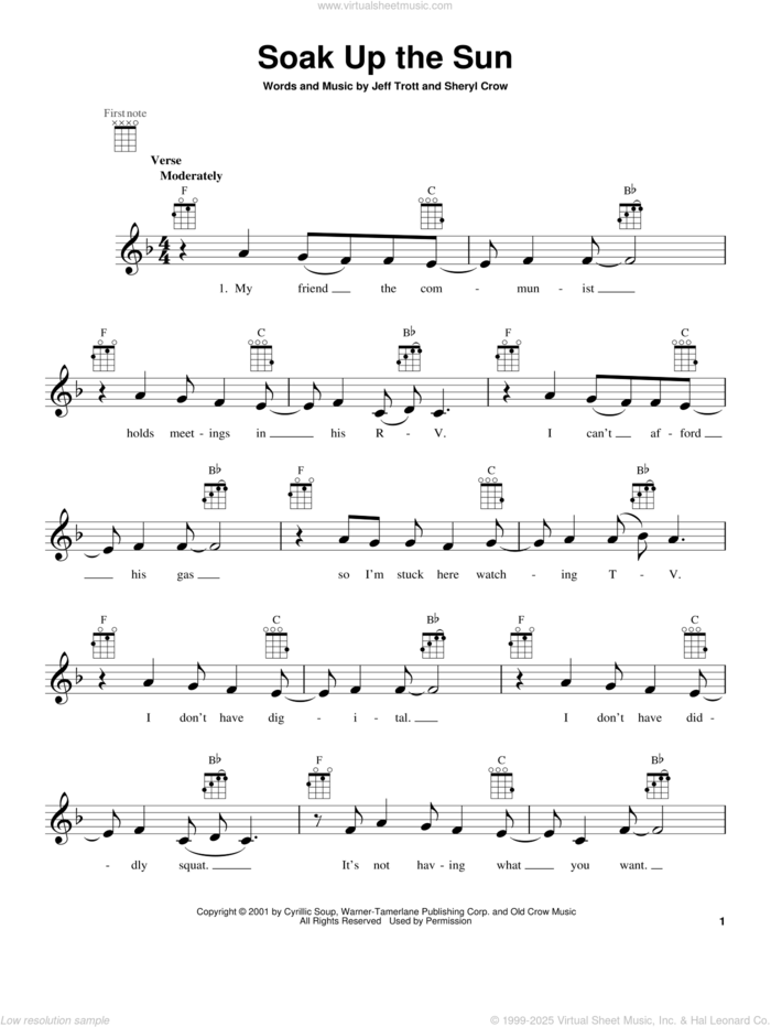 Soak Up The Sun sheet music for ukulele by Sheryl Crow, intermediate skill level