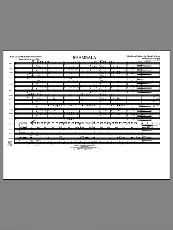 Shambala (COMPLETE) sheet music for marching band by Three Dog Night and Jay Dawson, intermediate skill level