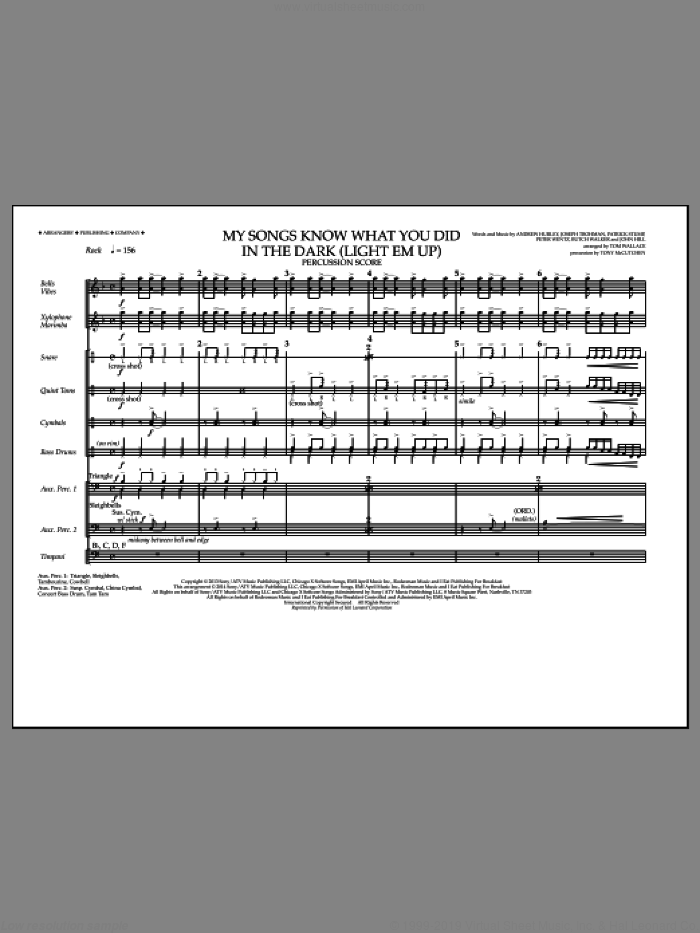 My Songs Know What You Did in the Dark (Light 'Em Up) (COMPLETE) sheet music for marching band by Tom Wallace and Fall Out Boy, intermediate skill level