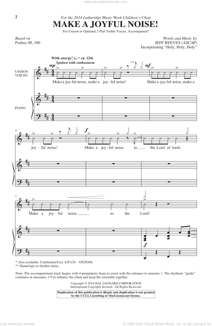Make A Joyful Noise sheet music for choir (Unison) by Jeff Reeves, intermediate skill level