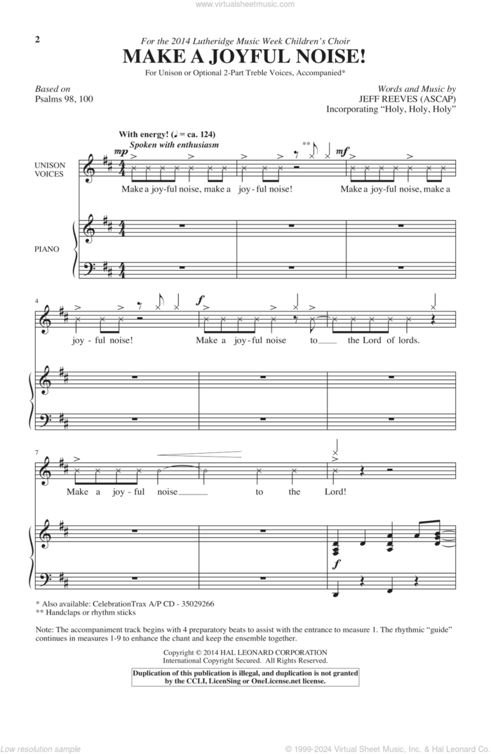 Make A Joyful Noise sheet music for choir (Unison) by Jeff Reeves, intermediate skill level