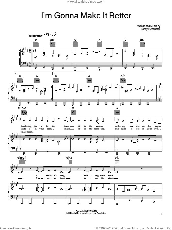 I'm Gonna Make It Better sheet music for voice, piano or guitar by She & Him and Zooey Deschanel, intermediate skill level
