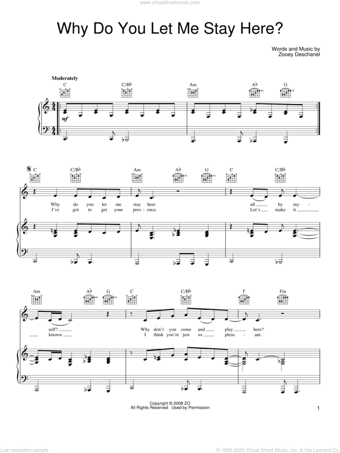 Why Do You Let Me Stay Here? sheet music for voice, piano or guitar by She & Him and Zooey Deschanel, intermediate skill level