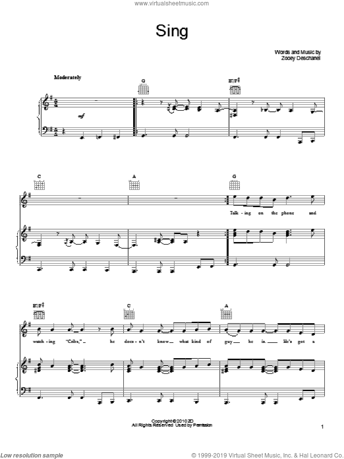 Sing sheet music for voice, piano or guitar by She & Him and Zooey Deschanel, intermediate skill level