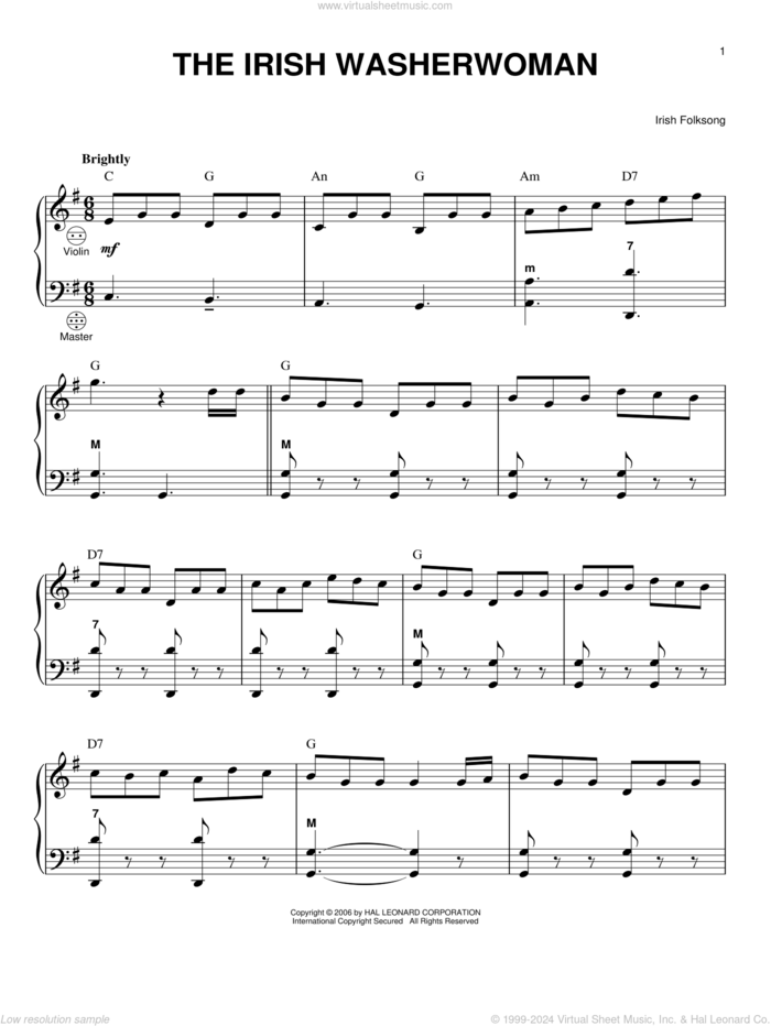 The Irish Washerwoman sheet music for accordion  and Gary Meisner, intermediate skill level