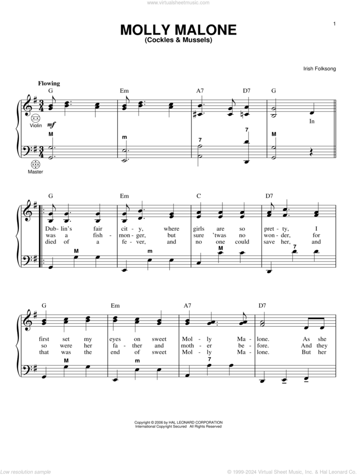 Molly Malone (Cockles and Mussels) sheet music for accordion  and Gary Meisner, intermediate skill level