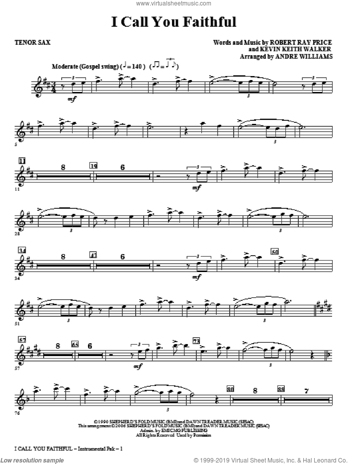 I Call You Faithful (complete set of parts) sheet music for orchestra/band by Andre Williams, Kevin Keith Walker, Robert Ray Price and Donnie McClurkin, intermediate skill level