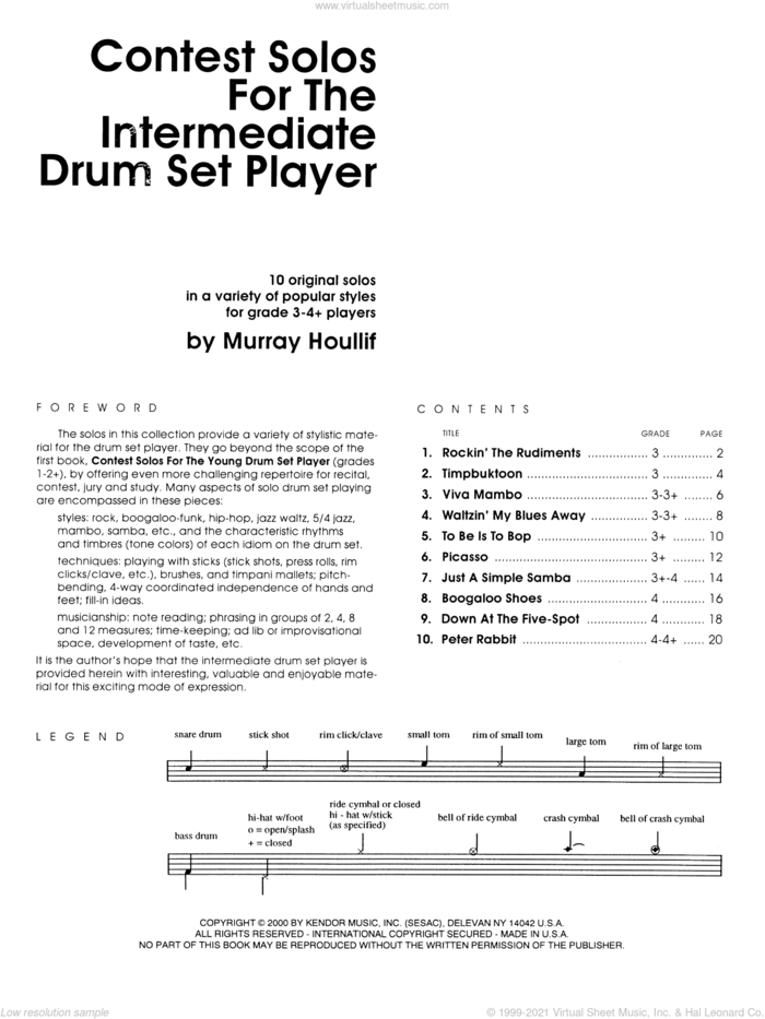 Contest Solos For The Intermediate Drum Set Player sheet music for percussions by Houllif, classical score, intermediate skill level