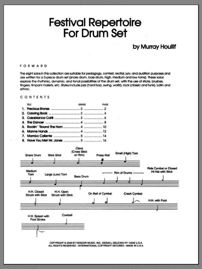 Festival Repertoire For Drum Set sheet music for percussions by Houllif, classical score, intermediate skill level